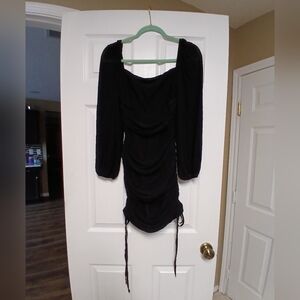 🖤MECALA Lantern Long Sleeve Bodycon Mini Dress With Drawstring Ruched - Size L